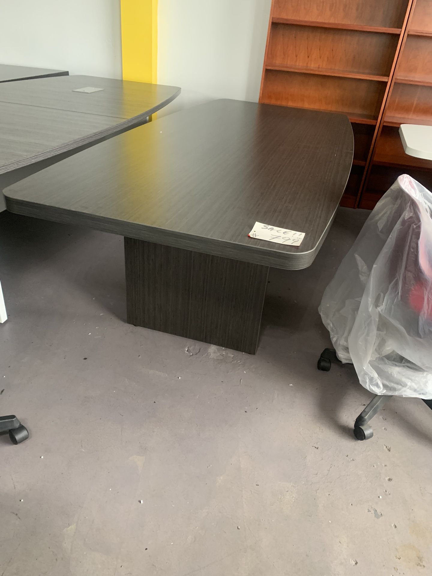Modern Gray Conference Table Boat Shape 42”x96”