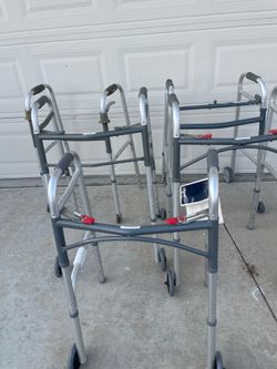5 medium size walkers foldable 4 used $ 40 each One new $50? 4 are used One it s a brand new