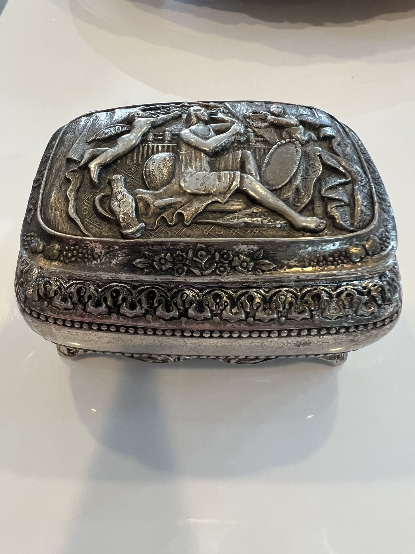Vintage Silver Jewelry or trinket box ~1950s