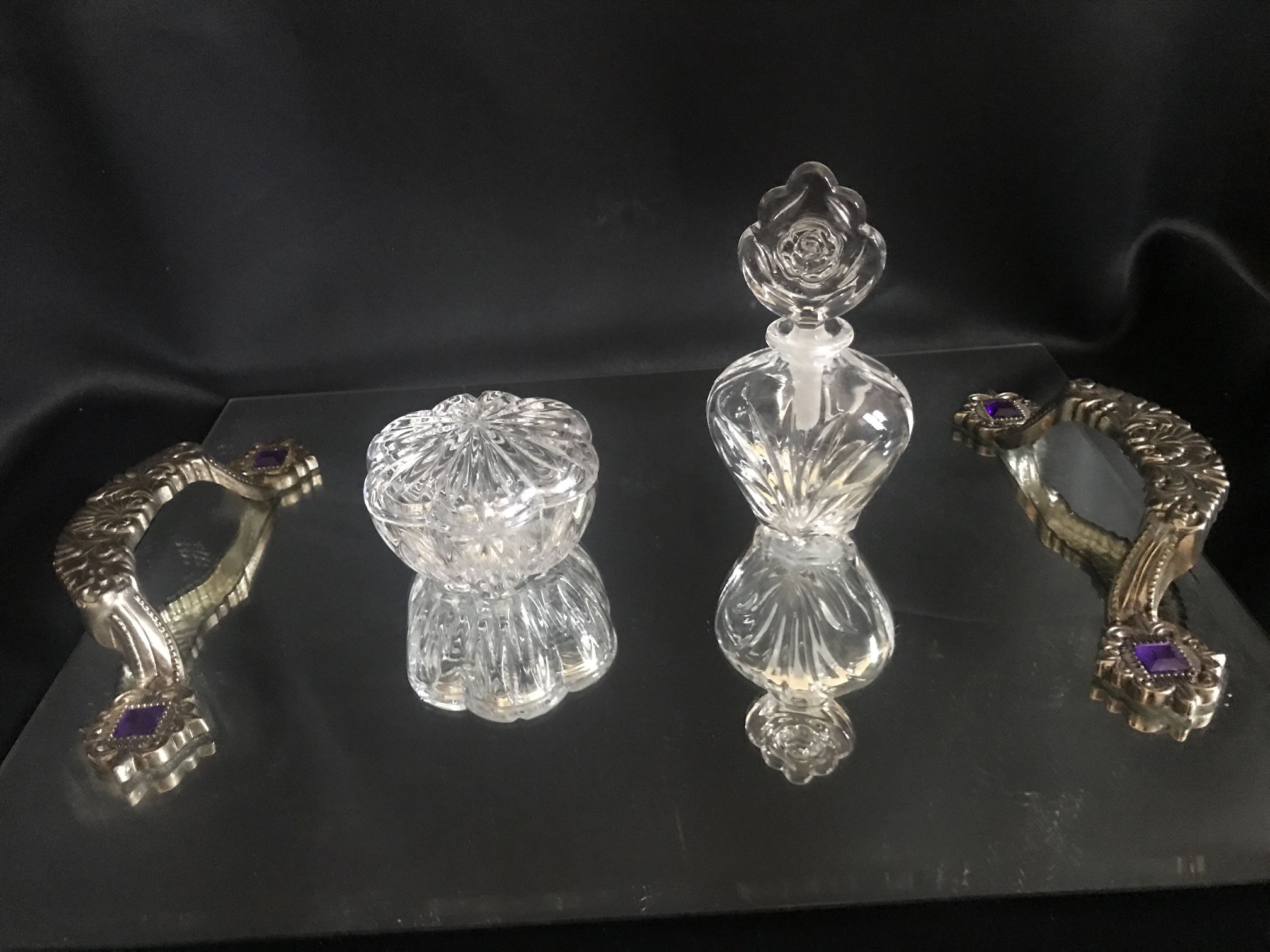 Princess house crystal perfume bottle and ring box
