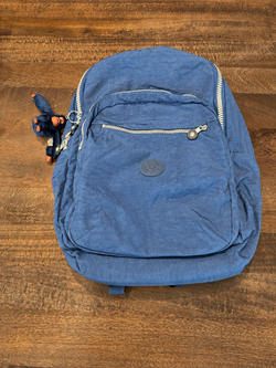 Kipling Blue Backpack with Monkey Keychain – Never Used
