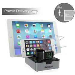 Kavalan 3 Port USB Type-C with Power Delivery USB Charging Station Stand, USB-C Power Delivery PD Charger for New MacBook & MacBook Pro, Pixel C Table