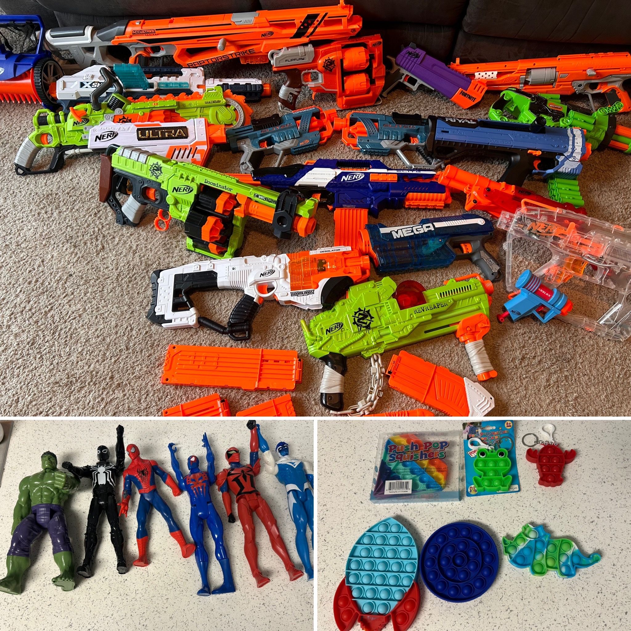 Nerf. Marvel. Pop-its.