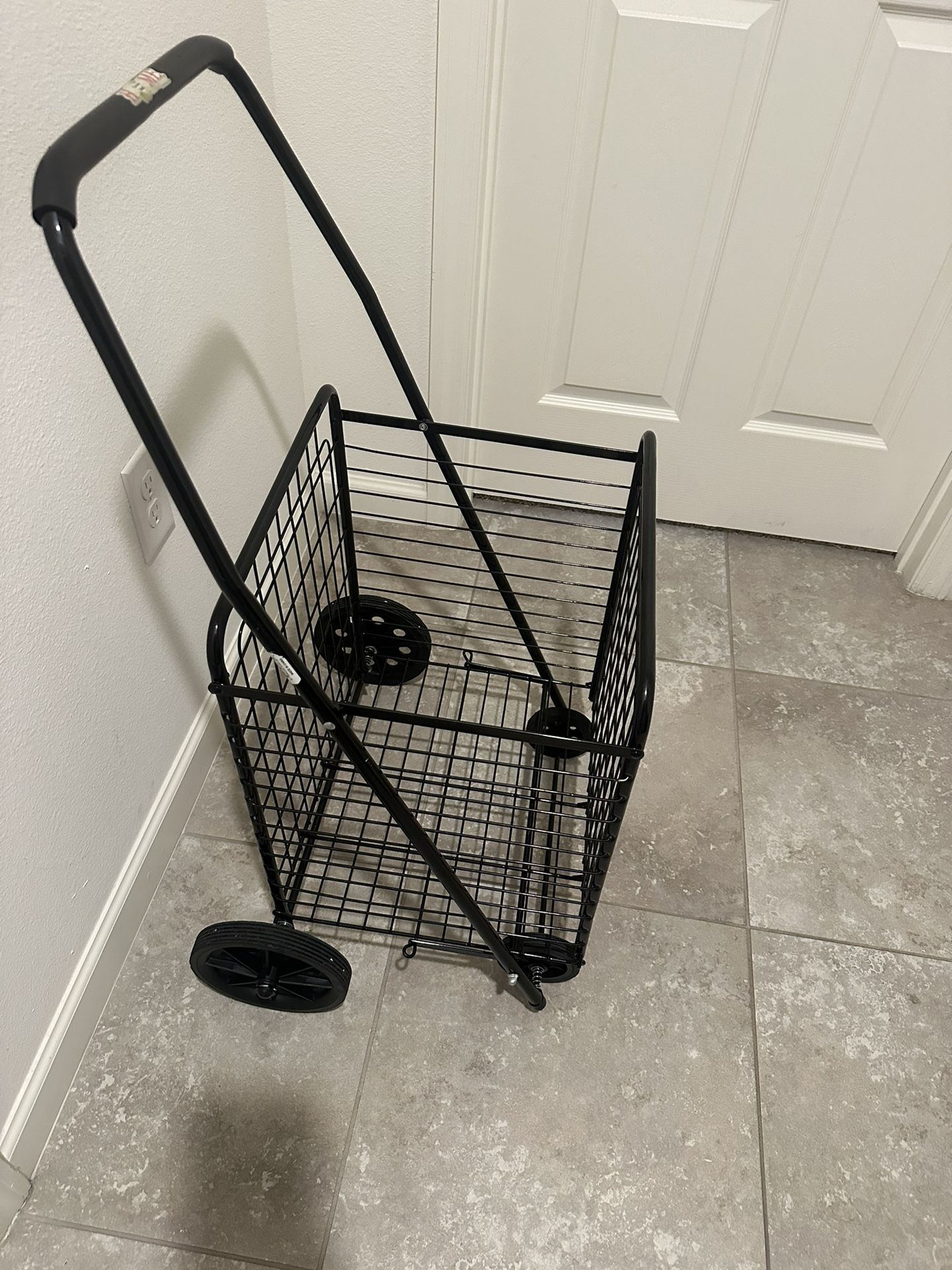 Medium Folding Shopping Cart Utility Trolley, Single Basket, Portable for Grocery, Laundry, Travel. $25 •