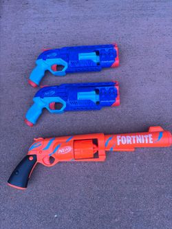3 NERF Blasters – Fortnite 6-SH + 2 Elite 2.0 Trailblazer RD-8 – $15
