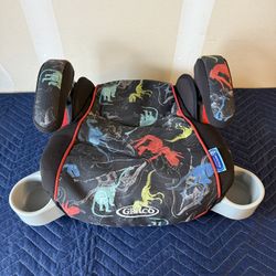 Graco Booster Seat Backless Car Seat Dinosaur Print Arm Rests Cup Holders