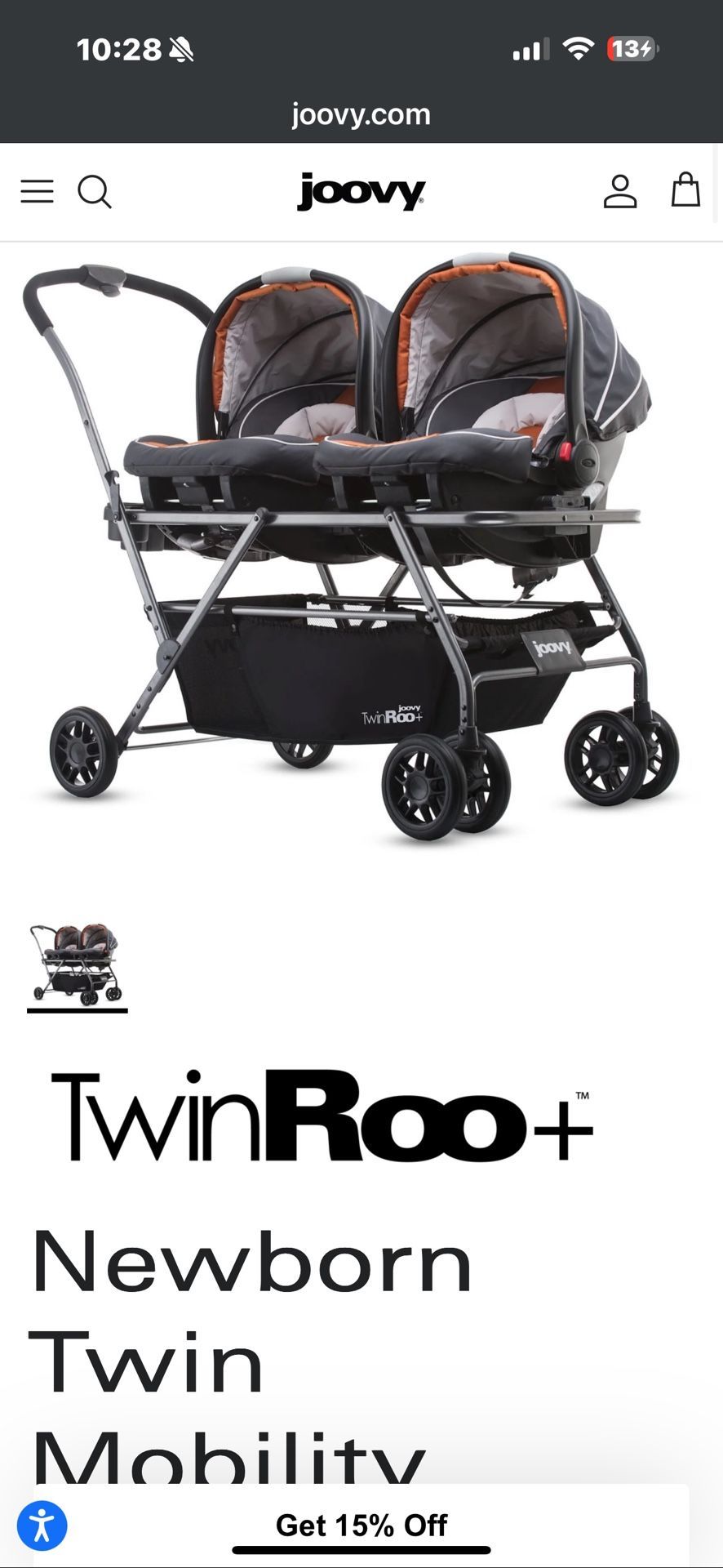 Joovy Twin Roo Car seat Stroller