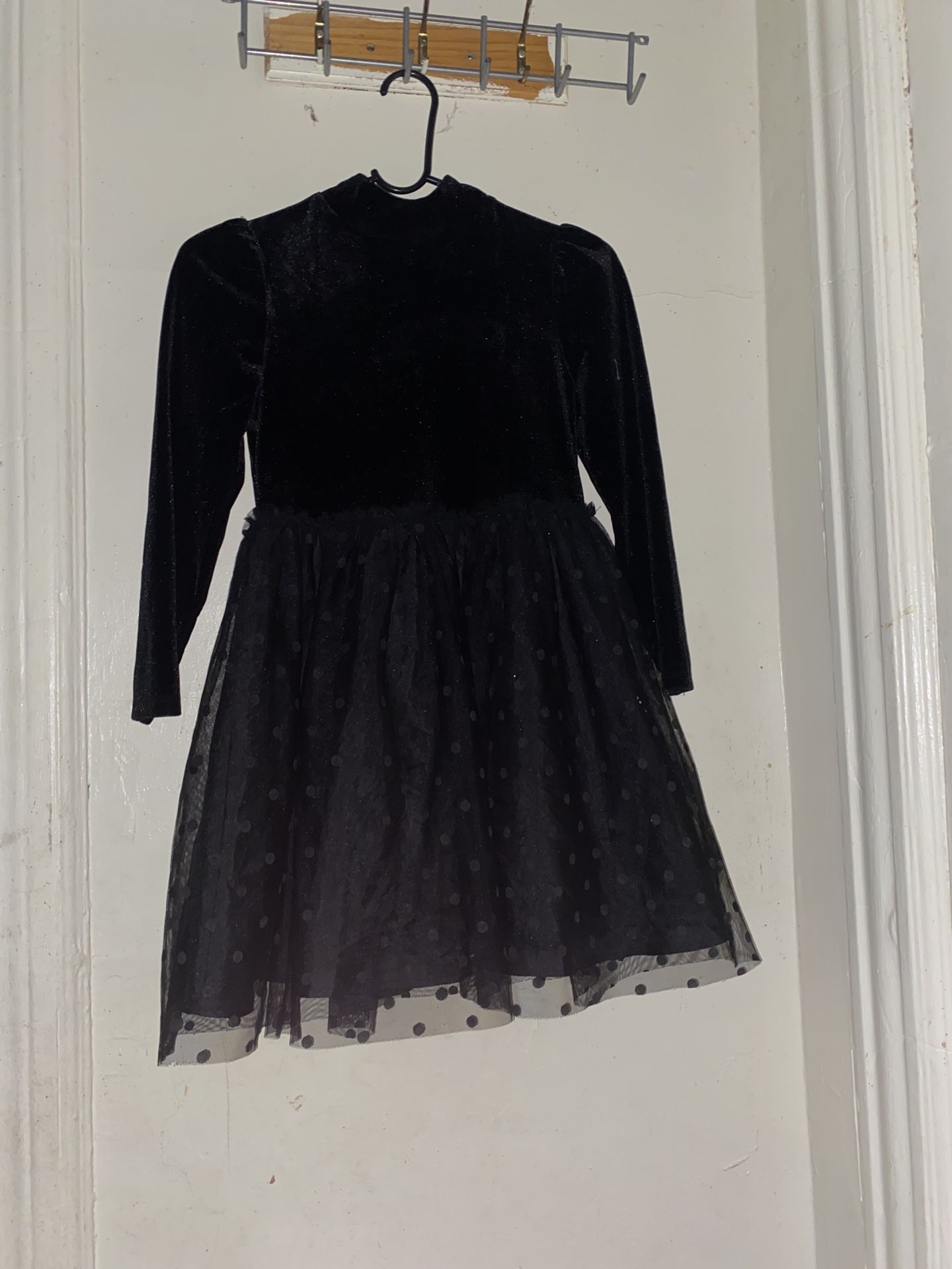 Girls Black Velvet and Tulle Dress