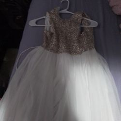 White and gold long dress