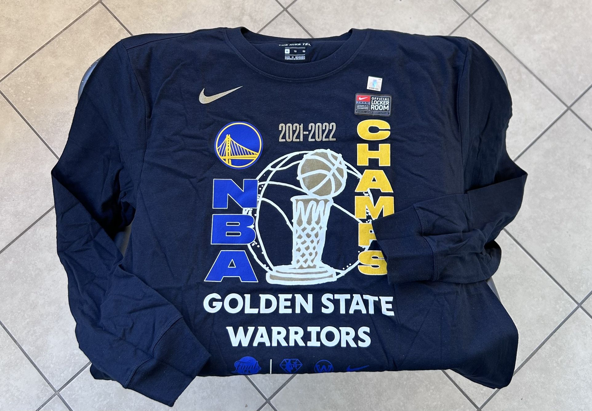 Golden State Warriors Champions Long Sleeve T-shirt. Men’s XL.