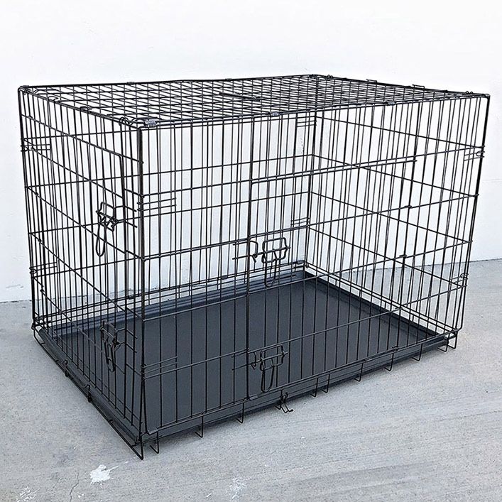 (Brand New) $65 Folding 42” Dog Cage 2-Door Pet Crate Kennel w/ Tray 42”x27”x30”