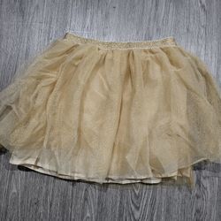 Kids Girls Sparkly Gold Glittered Petticoat Tutu Skirt Costume