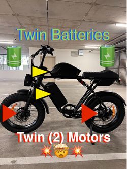 NEW ✅2000W/3000W/52V Dual Motor, 46ah(Total) Twin Dual Battery, Electric E Bike, 38mph, 5’4-6’5(Rider)
