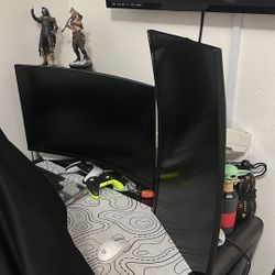 Full Gaming Set Up..Pc Desk Mose Keyboard Two Ms 165hz Two Monitor Arm Gaming Chair Everything You Need 