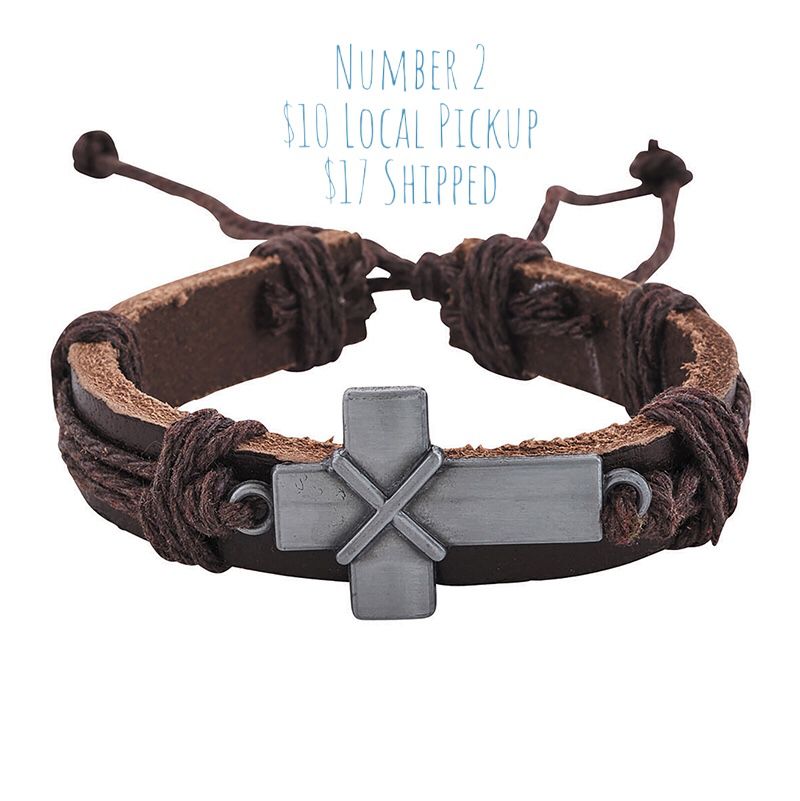 New in Package Faux Leather Adjustable Bracelet Faith Inspirational Cross