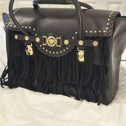 NWOT Genuine Vera Pelle Black Yellow Leather Bag Tote for Sale in