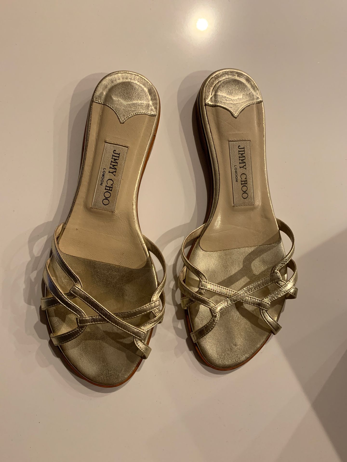Jimmy Choo gold flat sandals