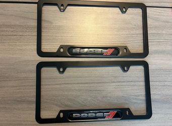 New Dodge Black Insert Black  Stainless Steel License  2 Plate Frame and hardware
