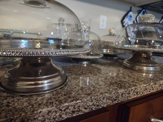 Glam Silver & Rhinestone Dessert / Display Stand Set – $160