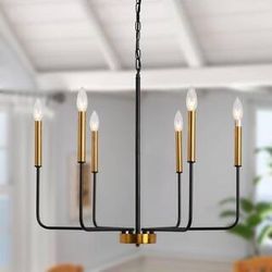 Classic 6-Light Traditional Fixture Black and Gold Farmhouse Candle Kitchen Island Chandelier L2