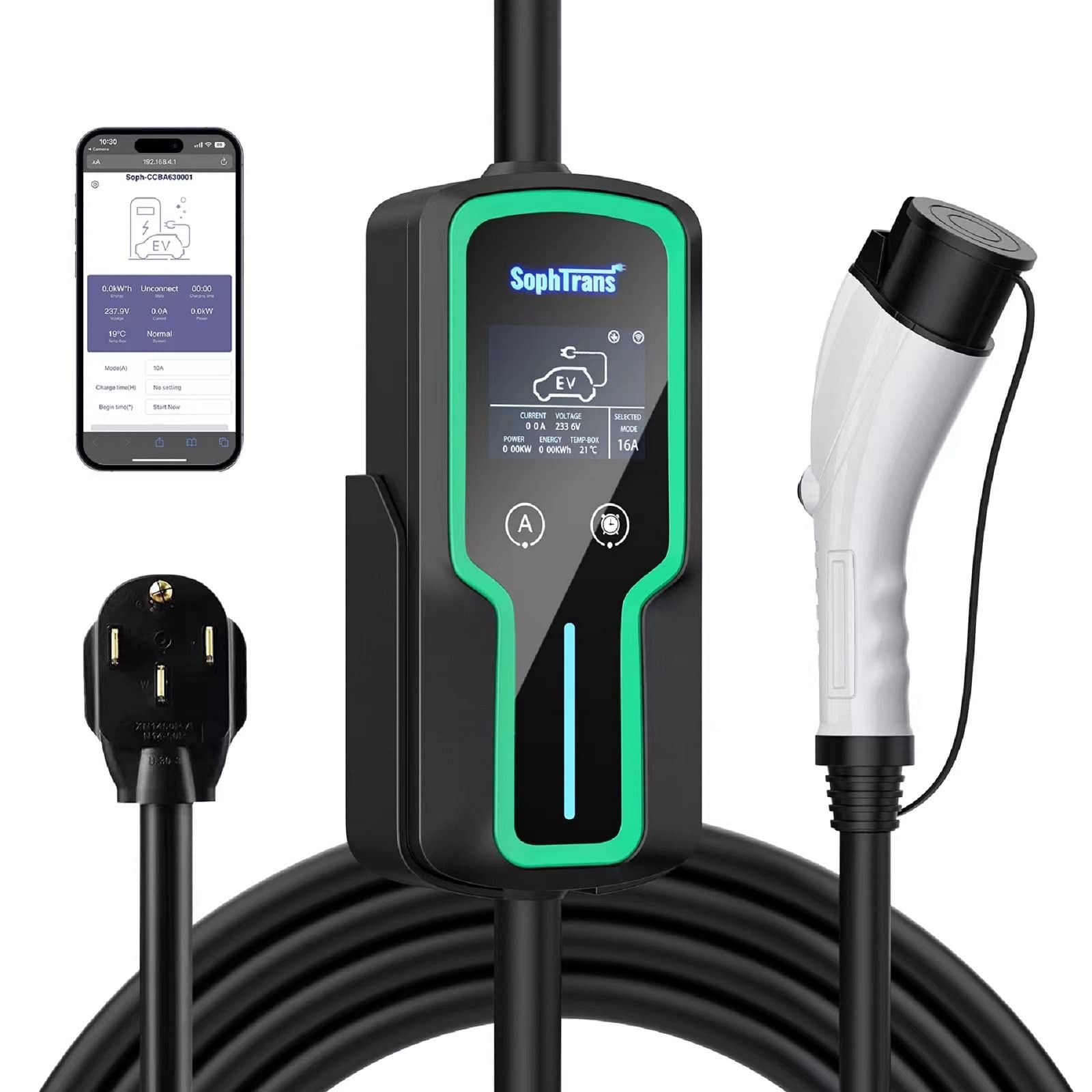 SOPHTRANS Level 2 EV Charger,10 to 40 Amp with J1772 NEMA 14-50