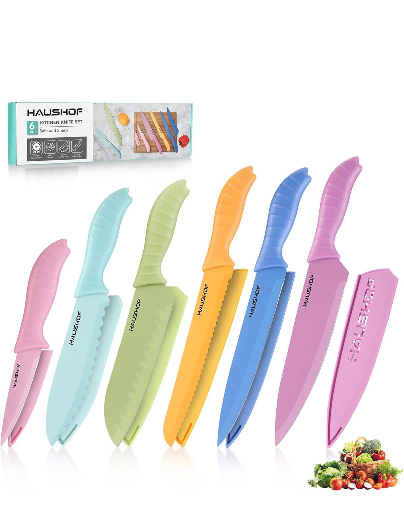 Six piece kitchen, knife set