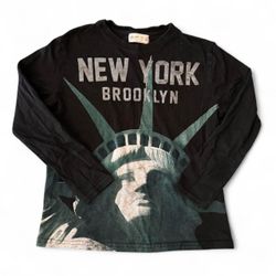Vintage Black Zara Boys Premium Classic New York Long Sleeve Shirt