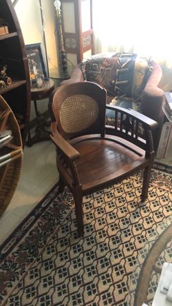 Mid-century accent chair solid wood canning