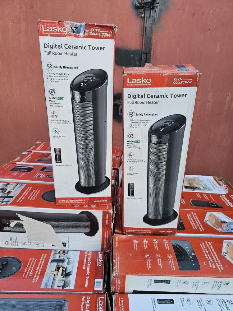 GET READY FOR THIS WINTER LASKO HEATERS CERAMIC TOWER ECONOMIC ENERGY SAVER INCLUDING REMOTE CONTROL FOR FULL SIZE ROOM IF SOMEBODY INTERESTED PLEASE