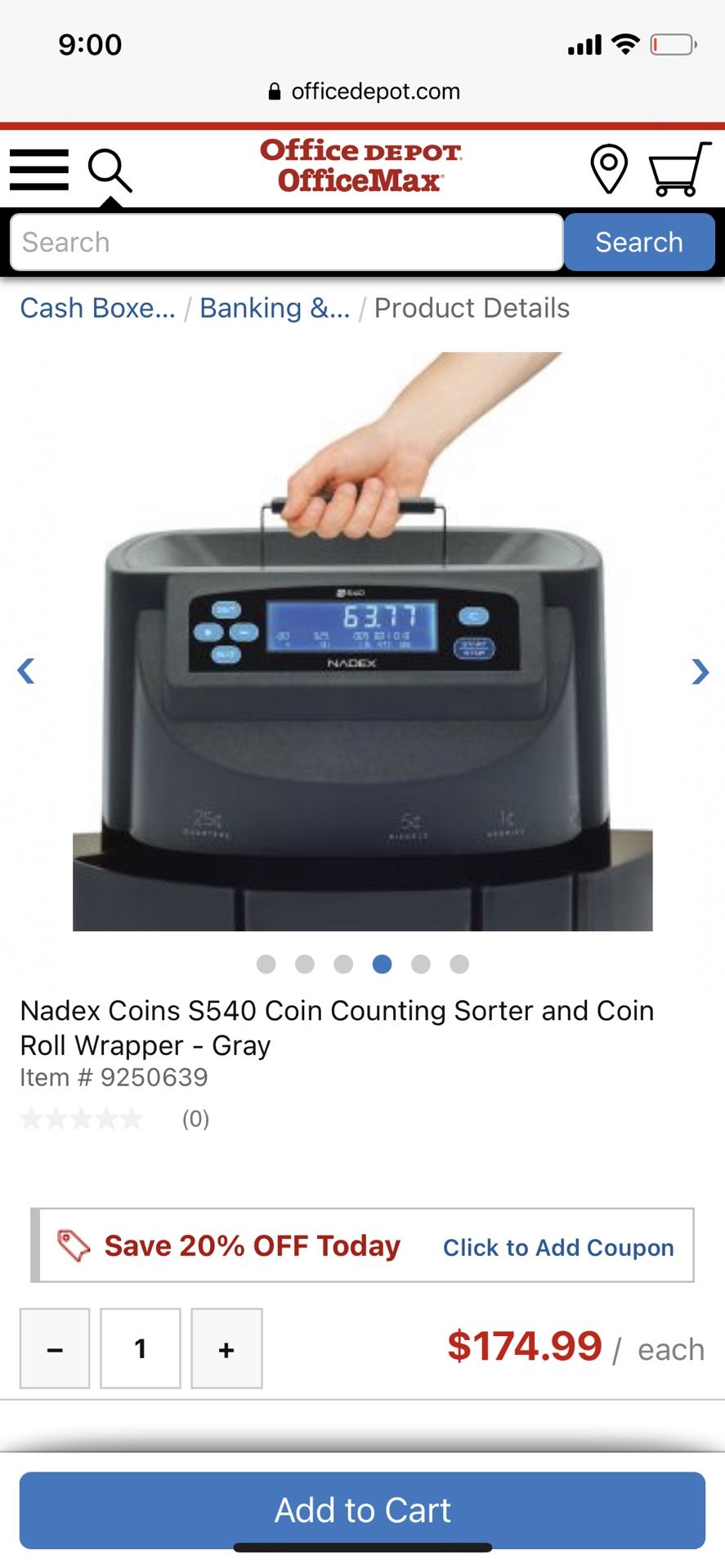 Nadex s540 coin counter