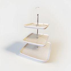 WHITE CERAMIC CAKE STAND, 3 TIERS, 27 CM