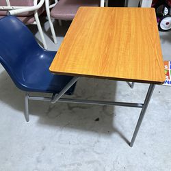 Kids Study Table With Attached Chair