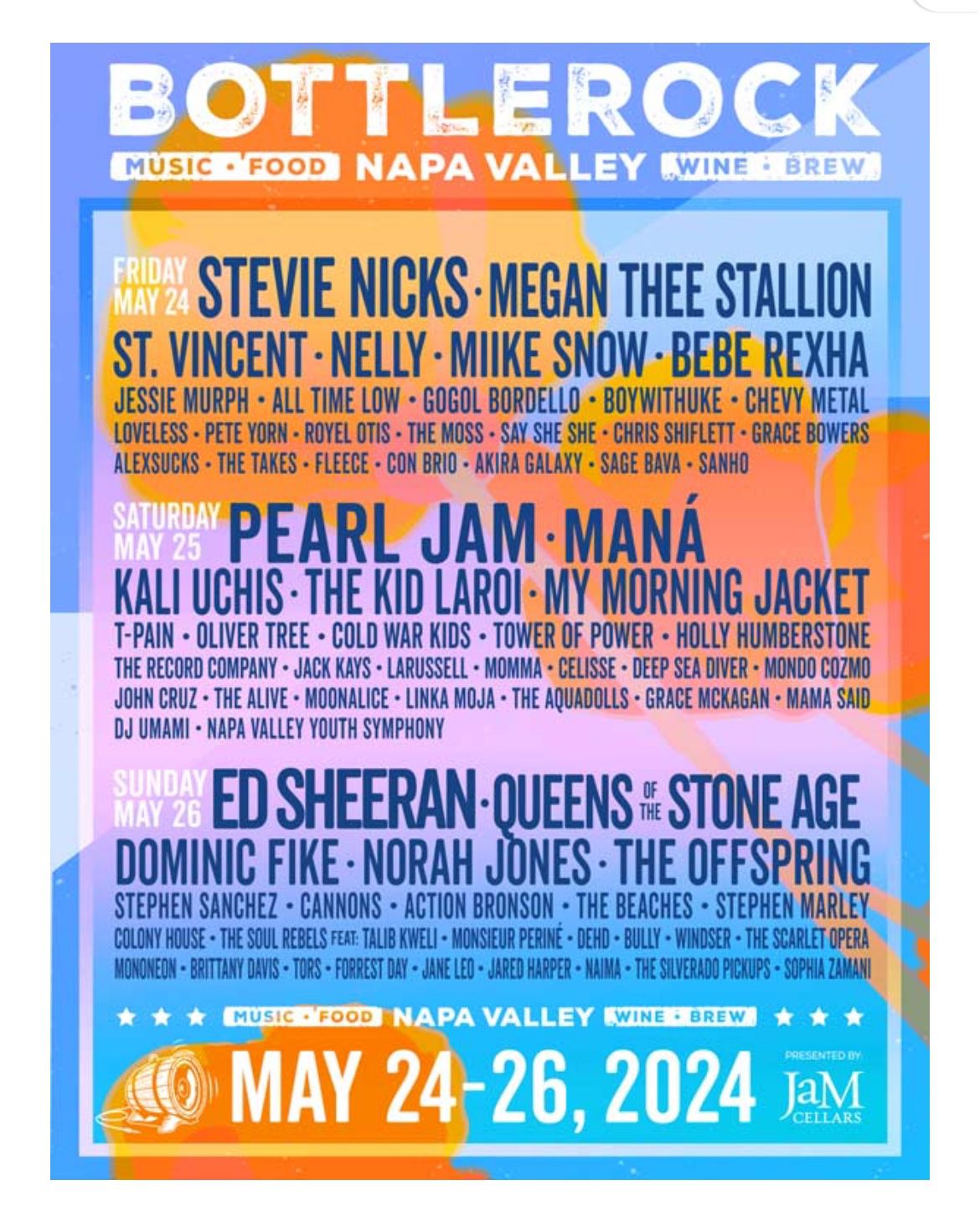 Bottlerock tickets For May 25th 2024
