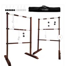Wooden Ladder Ball Game Set (Weather Resistant) 10 Games Included and Carrying Case Easy to Assemble Ladder Toss