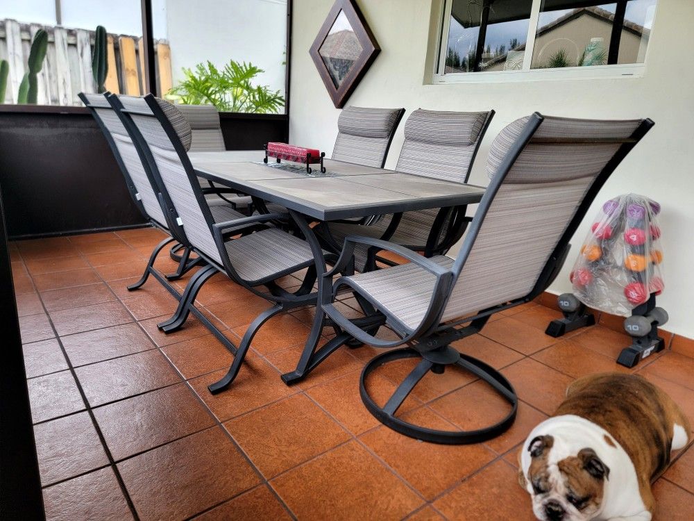 Sutton Rowe Fillmore 7 pc. Sling Outdoor Dining Set / Collection-Harrison