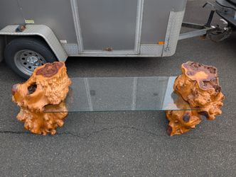 Rustic Ranch Style Natural Edge Root Burl Wood Accent Coffee Table