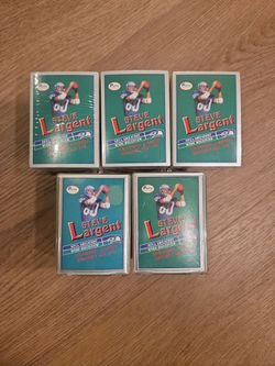 Five factory-sealed 1989 Pacific Steve Largent “NFL’s Greatest Wide Receiver” trading card sets.