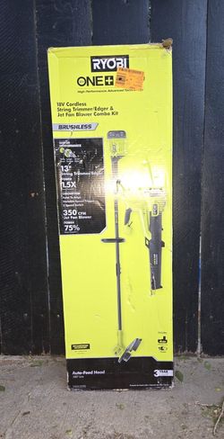 ONE+ HP 18V Brushless Cordless Battery String Trimmer and Leaf Blower Combo Kit with 4.0 Ah Battery and Charger