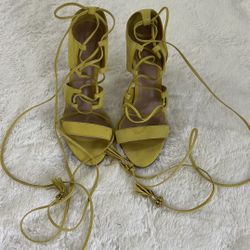 Aldo Yellow Gladiator Heels Size 8.5