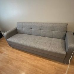 Gray Sofa & Love Seat Into A Bed And Storage 