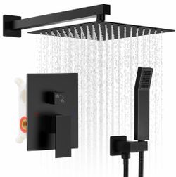 Shower Faucet Set, 10" Rain Shower, Matte Black