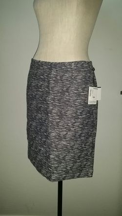 New Sz 8P women's size 8 petite Calvin Klein Tweed skirt purple black gray and white wear to work Church career