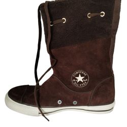 Converse All Star Chuck Taylor Brown Leather Slim High Tops - Size Womens 8.5