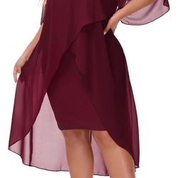 Wedding Guest Dress, Red Wine, Size 16W, Brand New 