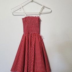 Girls Dress Size 6 Red Polka Dot Dress 