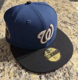Exclusive New Era 59Fifty Cool Fashion Washington Nationals 2008 Inaugural Patch Hat - Indigo, Black SIZE 7 1/8 ✅