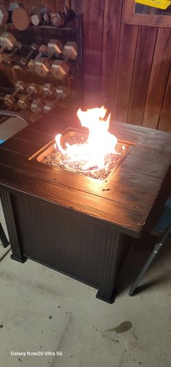 3 propane fire pit tables 2 small ones 75 each the bigger one 110