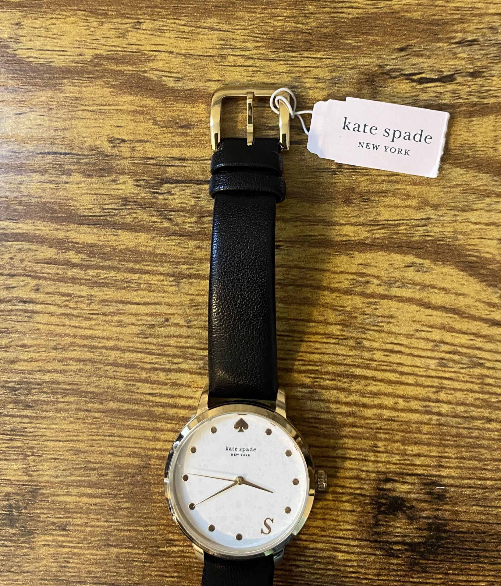 Kate Spade Monogram Steel 34mm Watch Leather Strap KSW9009S ~ Needs New Battery