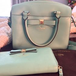 *Tiffany Blue Kate Spade Purse And Wallet*
