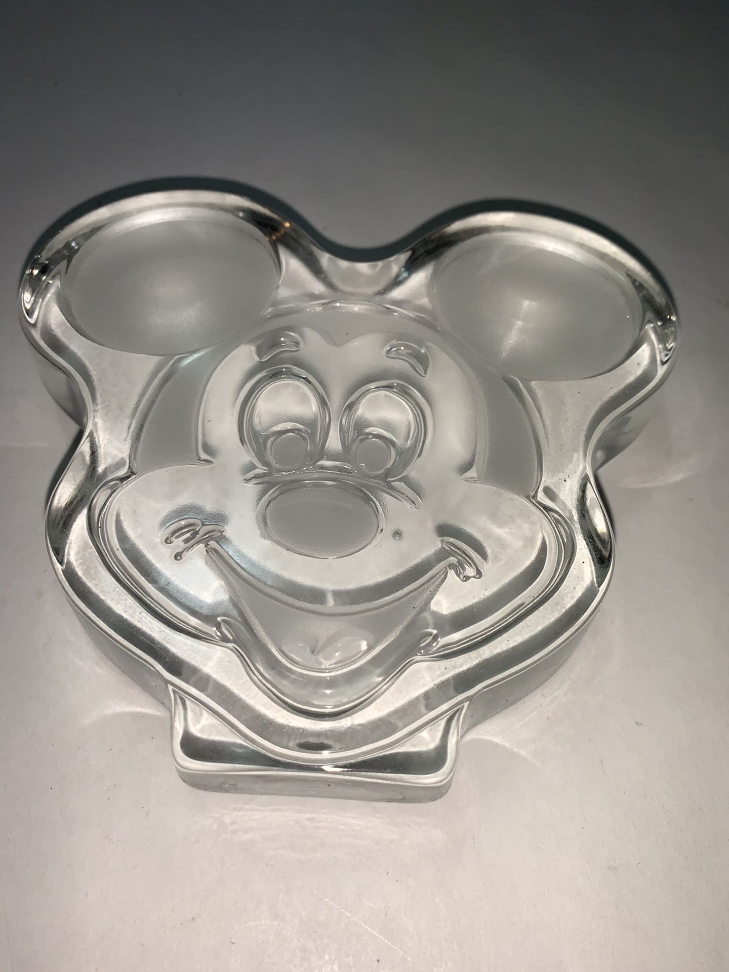 Mickey Mouse Glass Paperweight 4.5” NIB